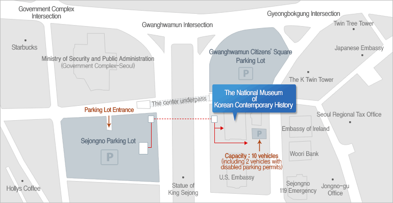 Parking guide / There is limited parking space (10) at the Museum parking lot, so for visitors please use the public transportations.