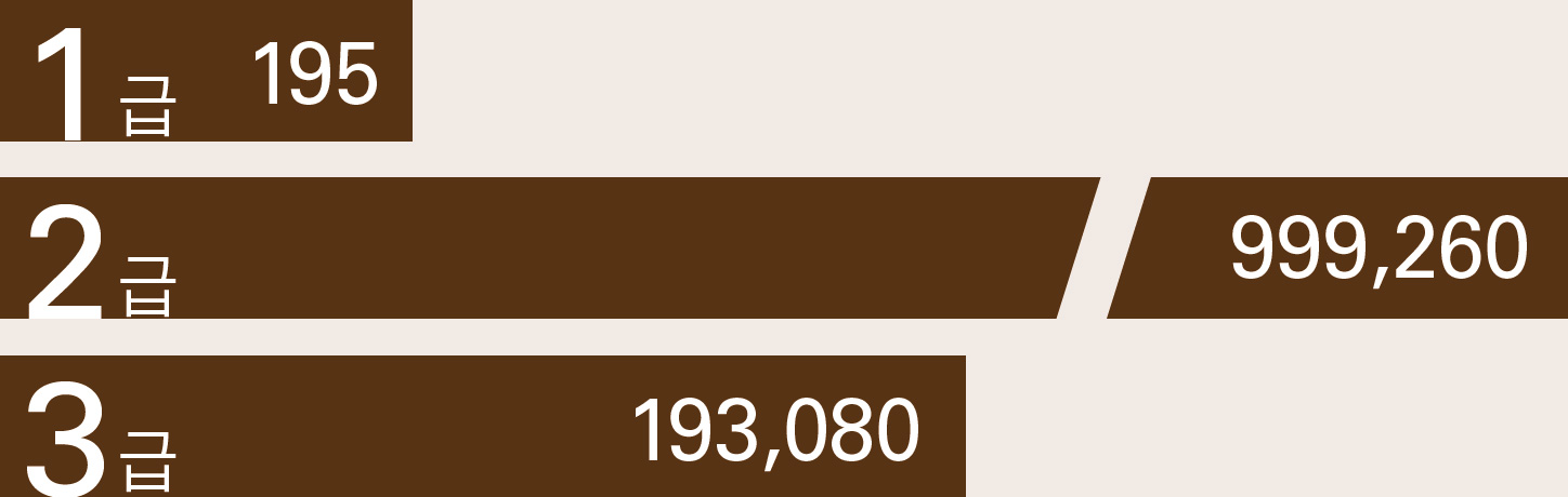 1급 : 195 - 2급 : 999,260 - 3급 : 193,080